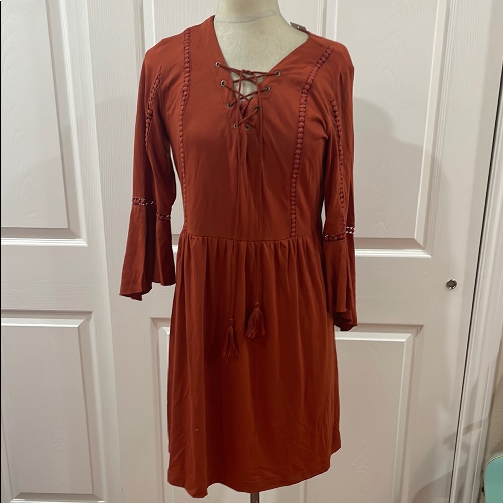 Women's Rust Lace-Up Dress